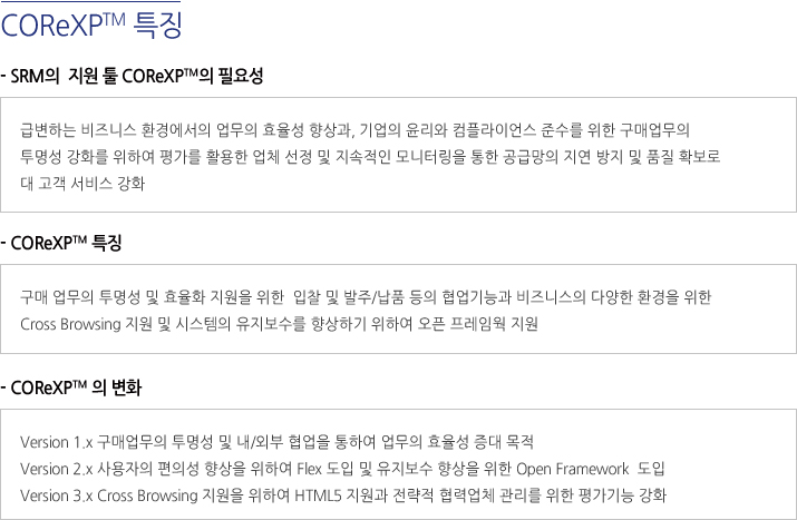 COReXPTM 개요